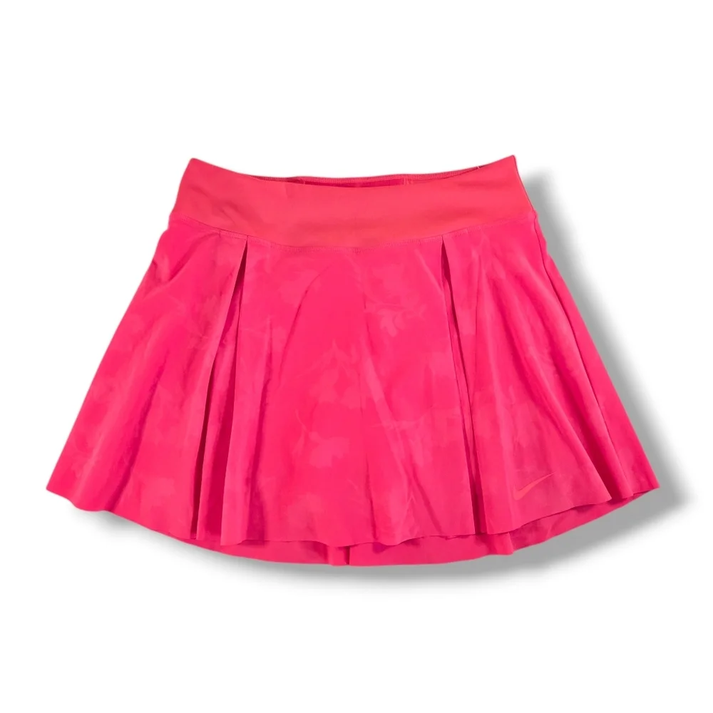 NIKE Dri Fit Club Golf Skort Pleated Floral Embossed Fusion Red Pink Small